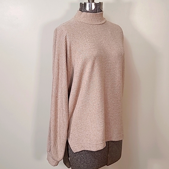 Banana Republic Tops - Banana Repubilc Brushed Marled Mock Neck Sweatshirt Tan Camel Size Small